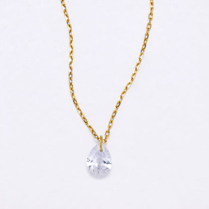 SSYN6892 - Steel teardrop CZ necklace