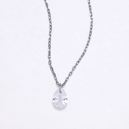 SSYN6892 - Steel teardrop CZ necklace