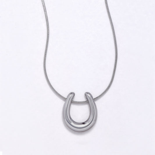 SSYN6893 - Steel horseshoe necklace