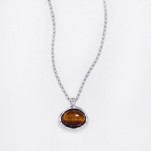 SSYN6894 - Steel tiger's eye necklace