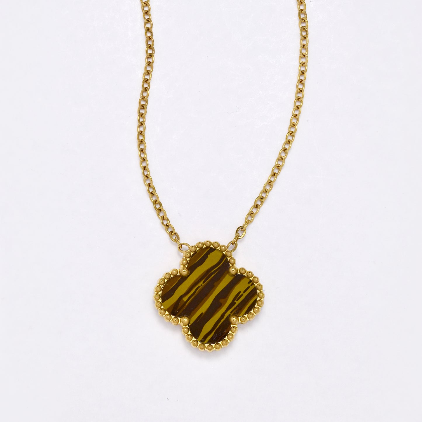 SSYN6895 - Steel four-leaf clover necklace