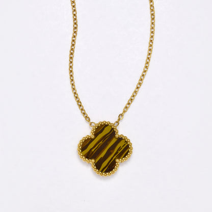 SSYN6895 - Steel four-leaf clover necklace