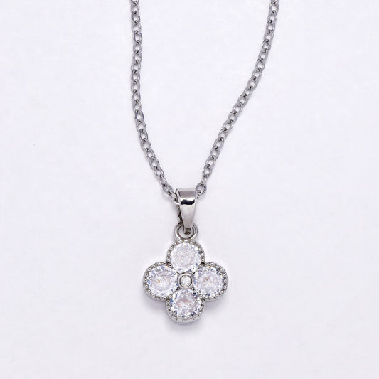 SSYN6897 - Steel four-leaf clover necklace