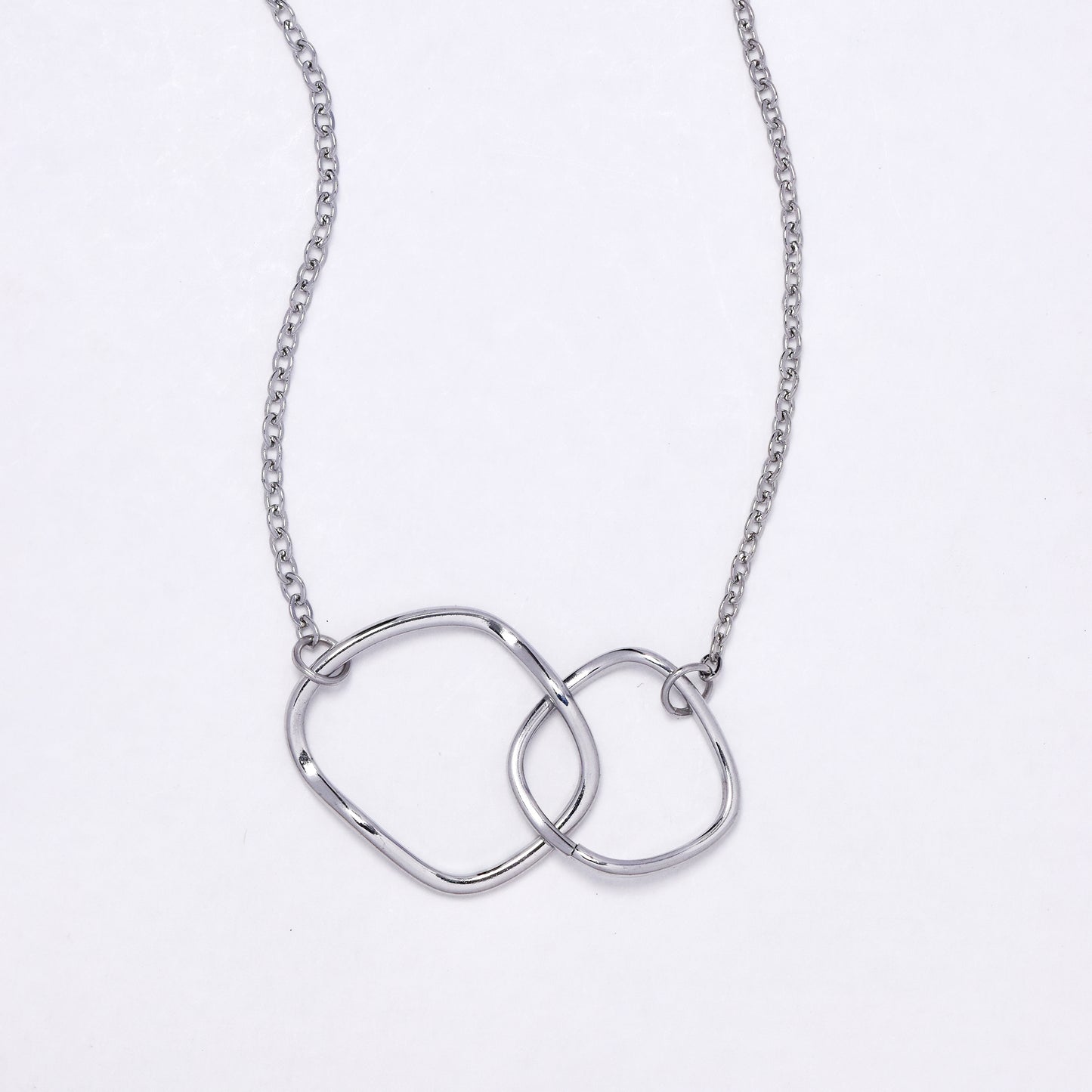 SSYN6899 - St Steel 45cm + 5cm double link charm necklace