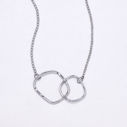 SSYN6899 - St Steel 45cm + 5cm double link charm necklace