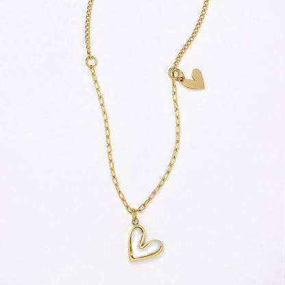 SSYN6900 - Steel enamel heart necklace