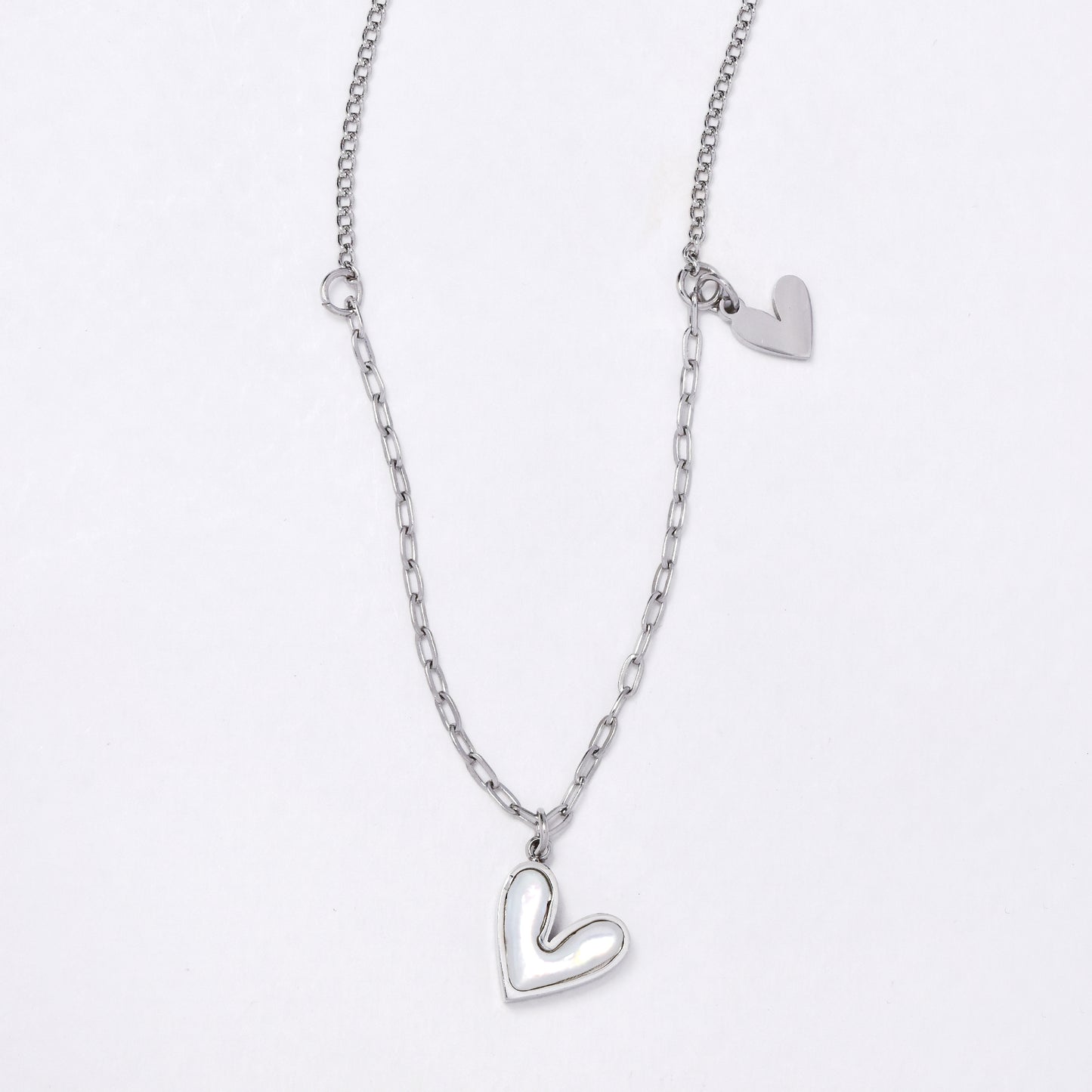 SSYN6900 - Steel enamel heart necklace