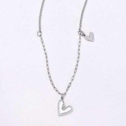 SSYN6900 - Steel enamel heart necklace