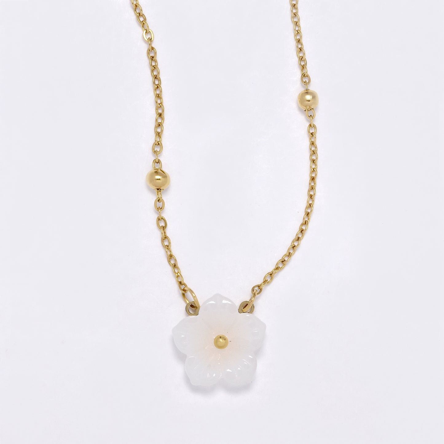 SSYN6903 - Steel acrylic flower necklace