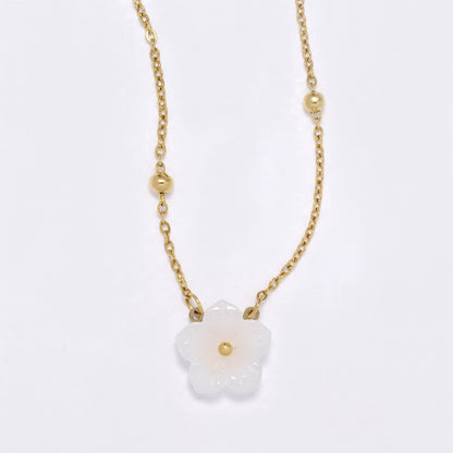 SSYN6903 - Steel acrylic flower necklace