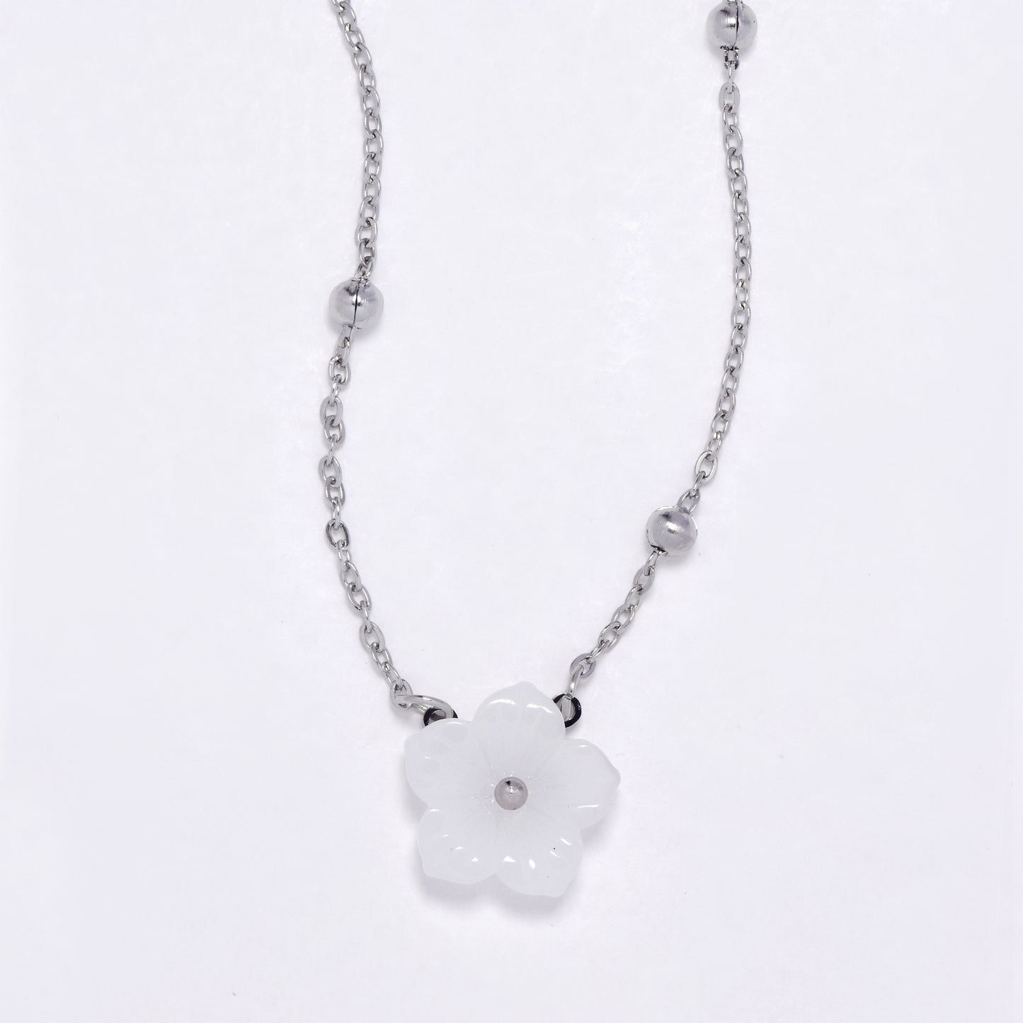 SSYN6903 - Steel acrylic flower necklace