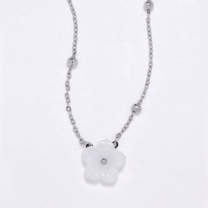SSYN6903 - Steel acrylic flower necklace