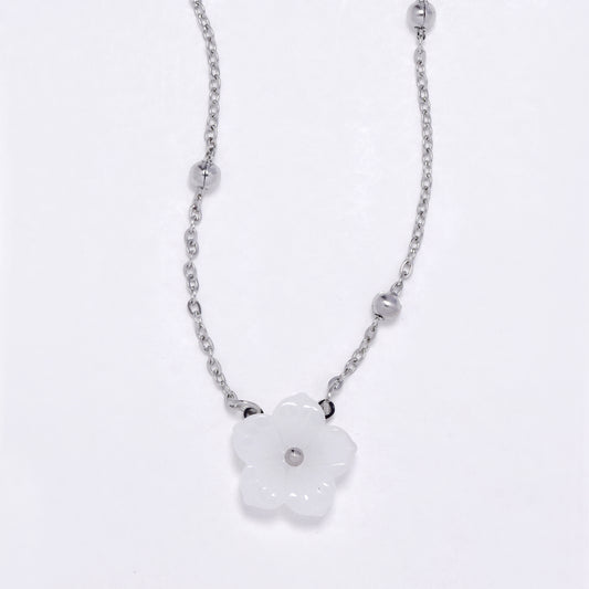 SSYN6903 - Steel acrylic flower necklace