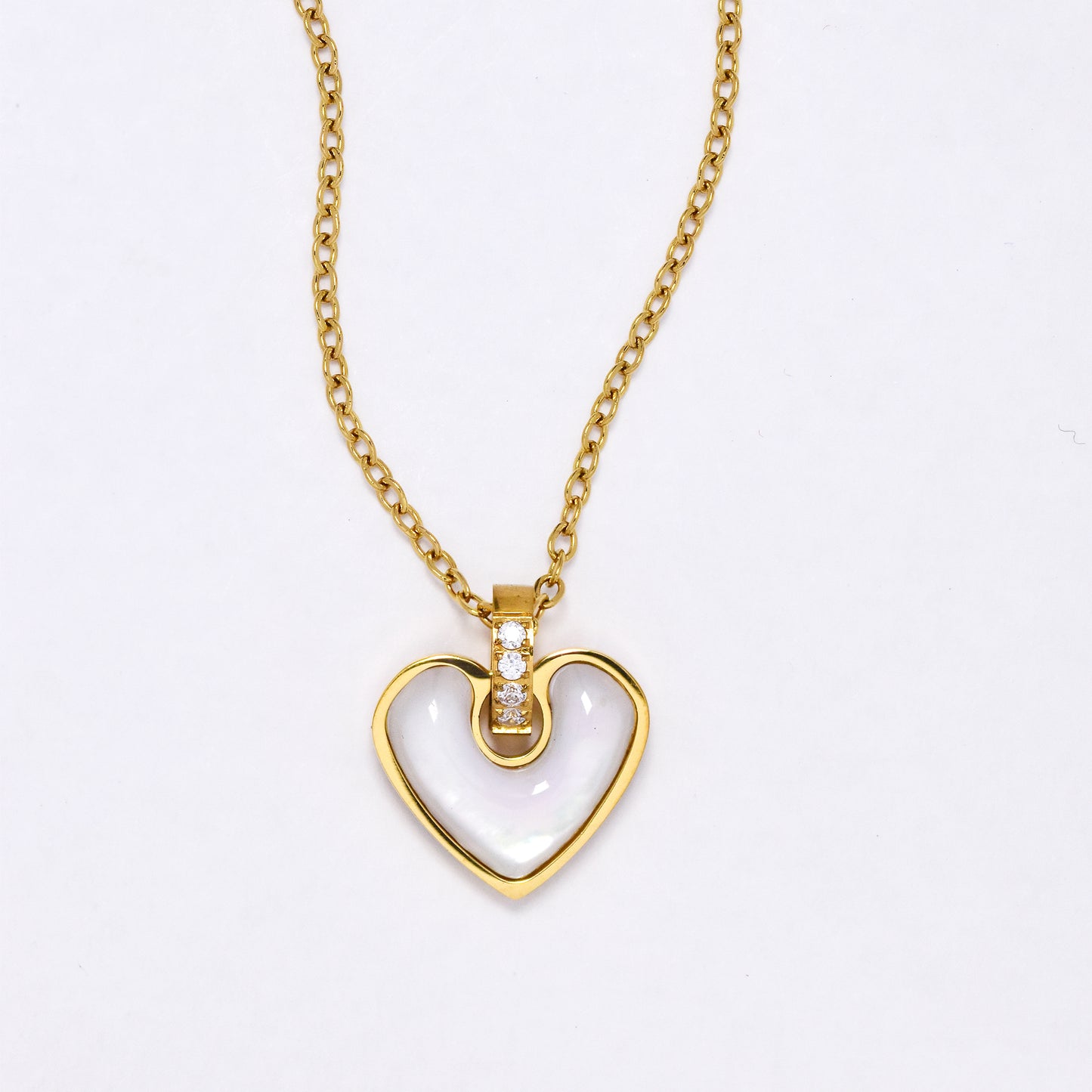 SSYN6904 - Steel enamel heart necklace