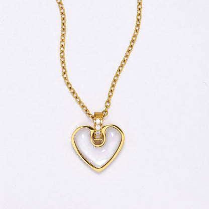 SSYN6904 - Steel enamel heart necklace