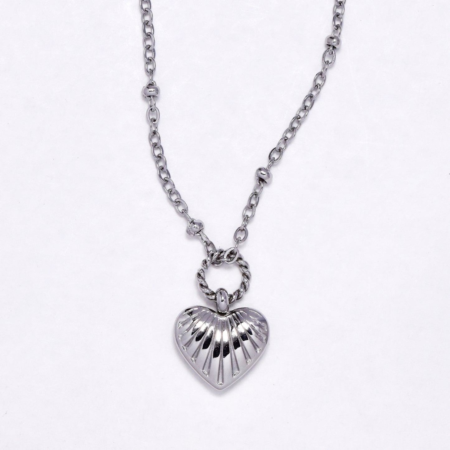 SSYN6905 - Steel textured heart necklace