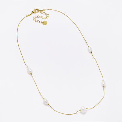 SSYN6906 - Steel freshwater pearl neckalce