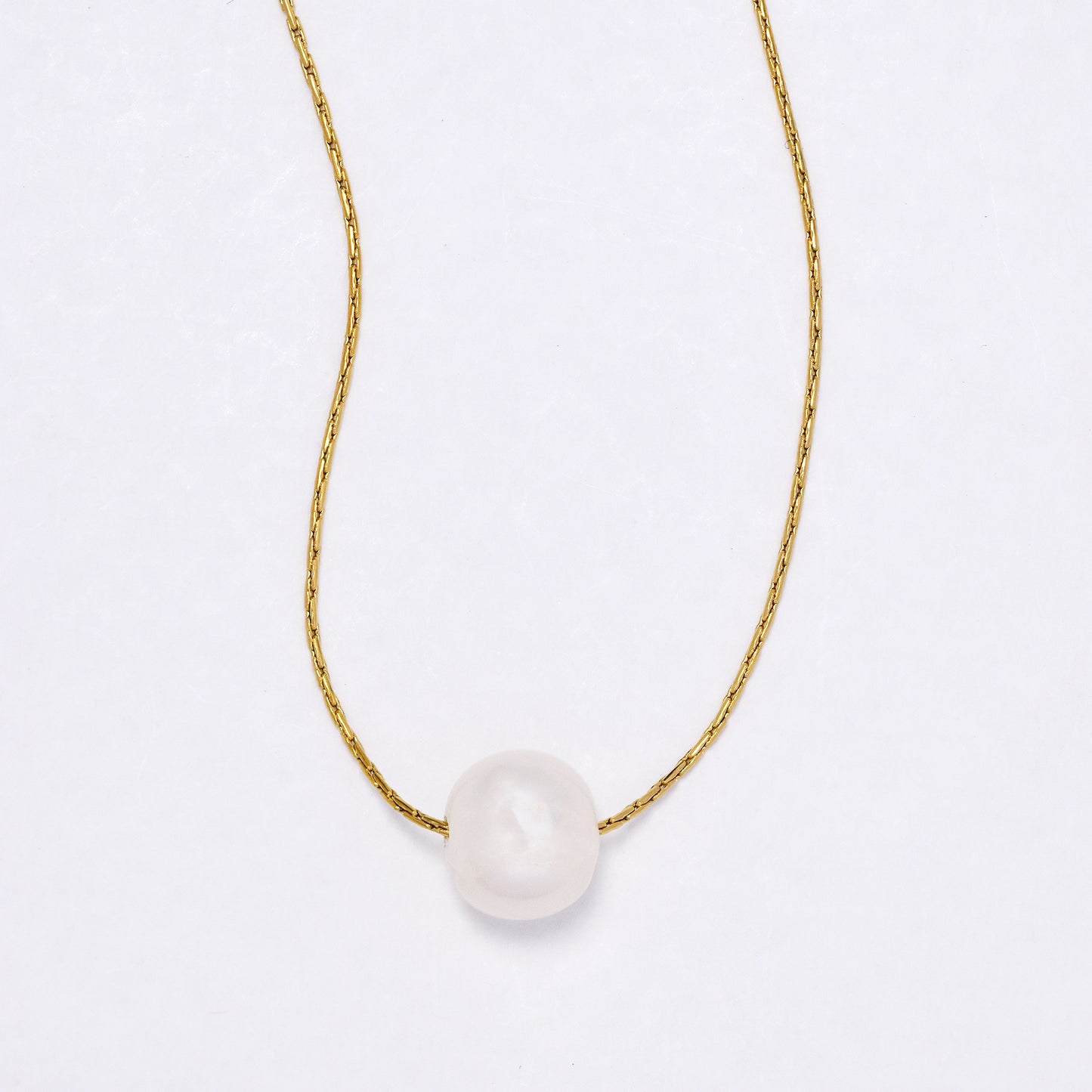 SSYN6907 - Steel freshwater pearl neckalce