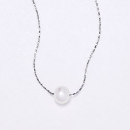 SSYN6907 - Steel freshwater pearl neckalce