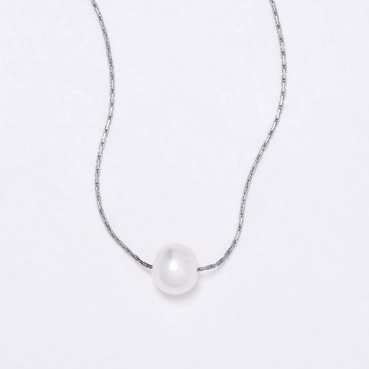 SSYN6907 - Steel freshwater pearl neckalce
