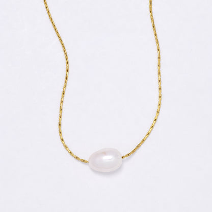 SSYN6908 - Steel freshwater pearl neckalce
