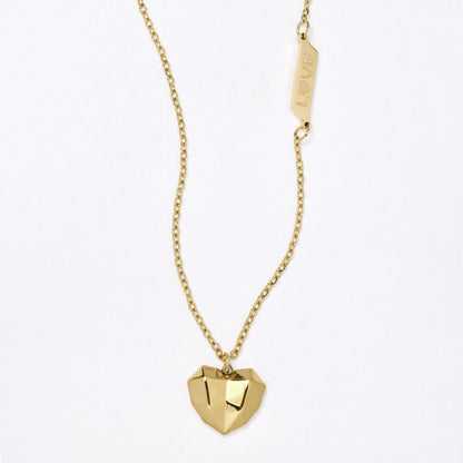 SSYN6909 - Steel heart with love disk necklace