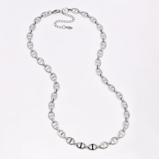 SSYN6913 - Steel 50cm + 6cm x 8mm mariner link necklace
