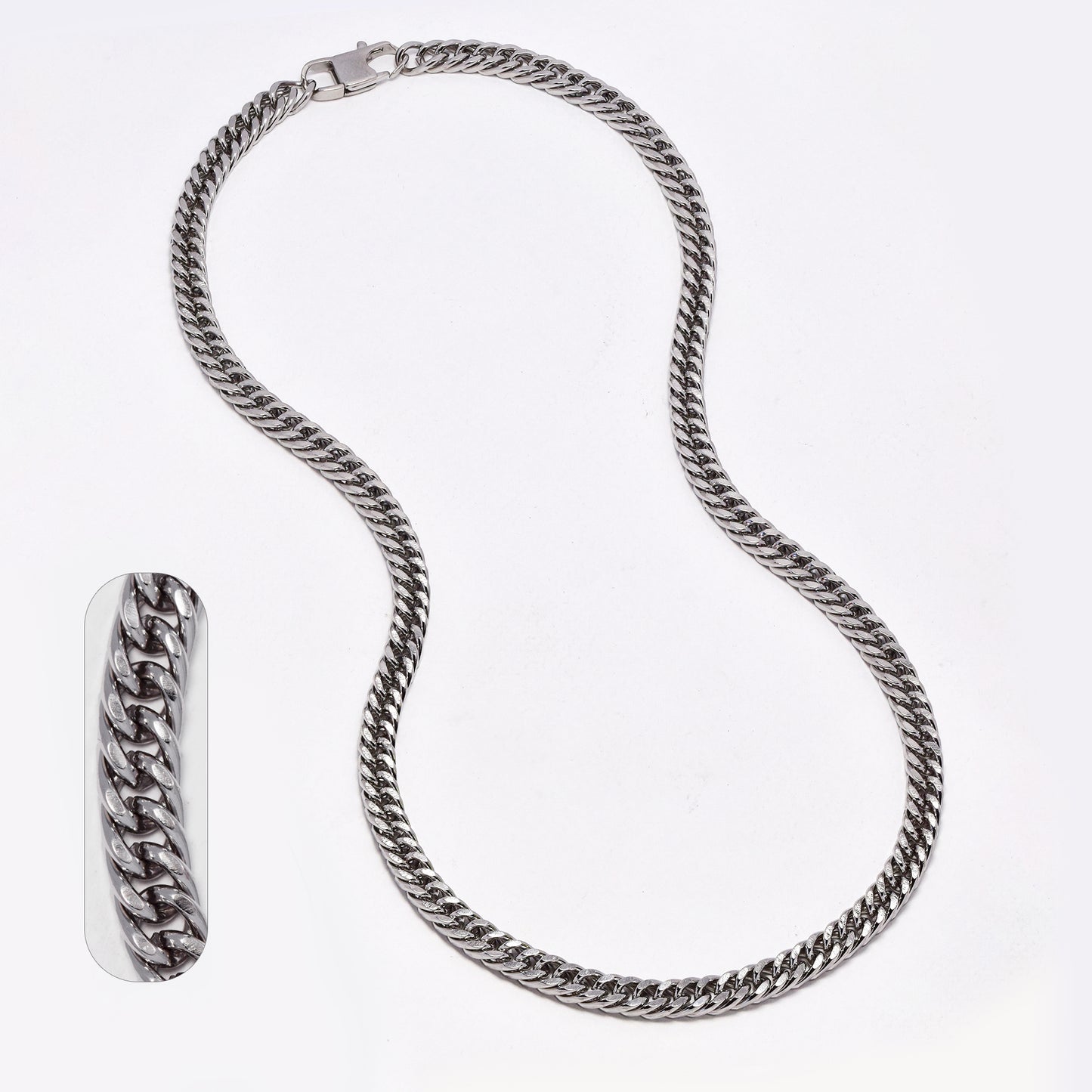 SSYN6924 - St Steel 7mm x 55cm tight curb necklace