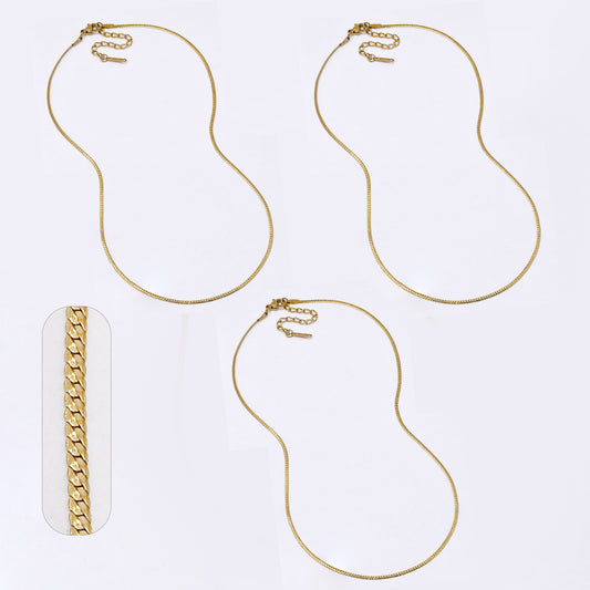 SSYN6944 - Steel 3 pack 41cm + 5cm x 1.5mm tight curb necklace