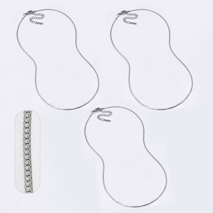 SSYN6944 - Steel 3 pack 41cm + 5cm x 1.5mm tight curb necklace