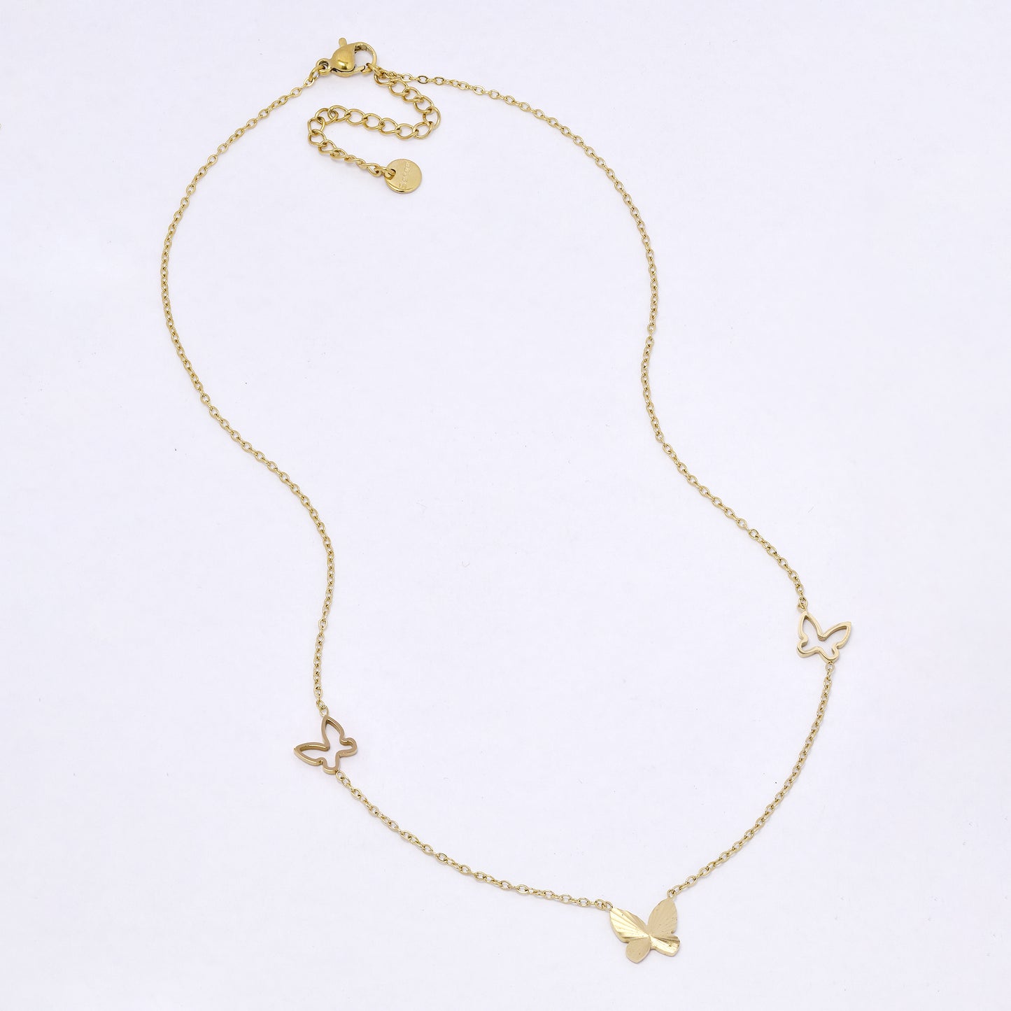 SSYN6963 - Steel 41cm + 5cm butterfly necklace