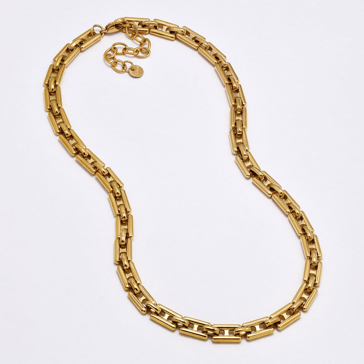 SSYN7011 - Steel 42cm + 5cm x 7mm rambo chain necklace