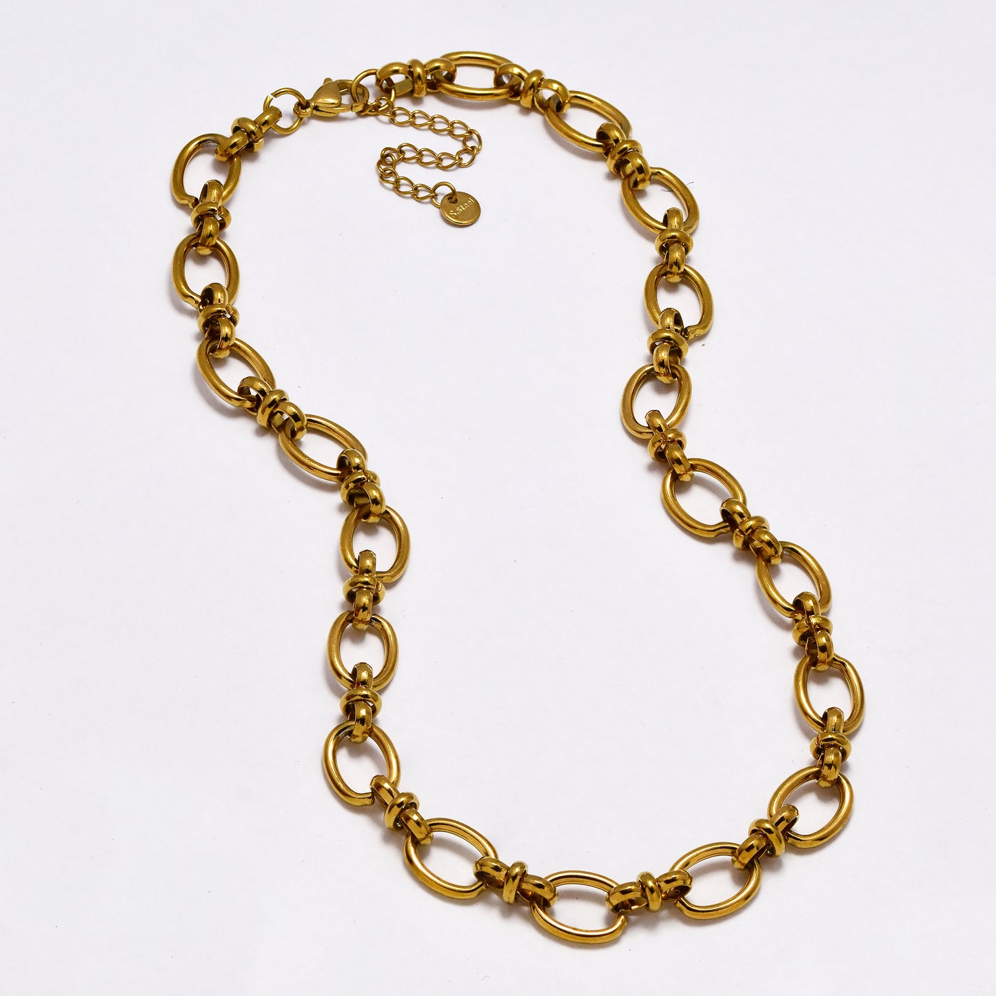SSYN7012 - Steel 41cm + 5cm x 10.5mm oval & infinity link necklace
