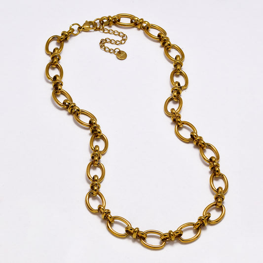 SSYN7012 - Steel 41cm + 5cm x 10.5mm oval & infinity link necklace