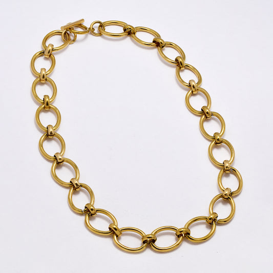 SSYN7013 - Steel 44cm x 14.5mm statement oval link necklace