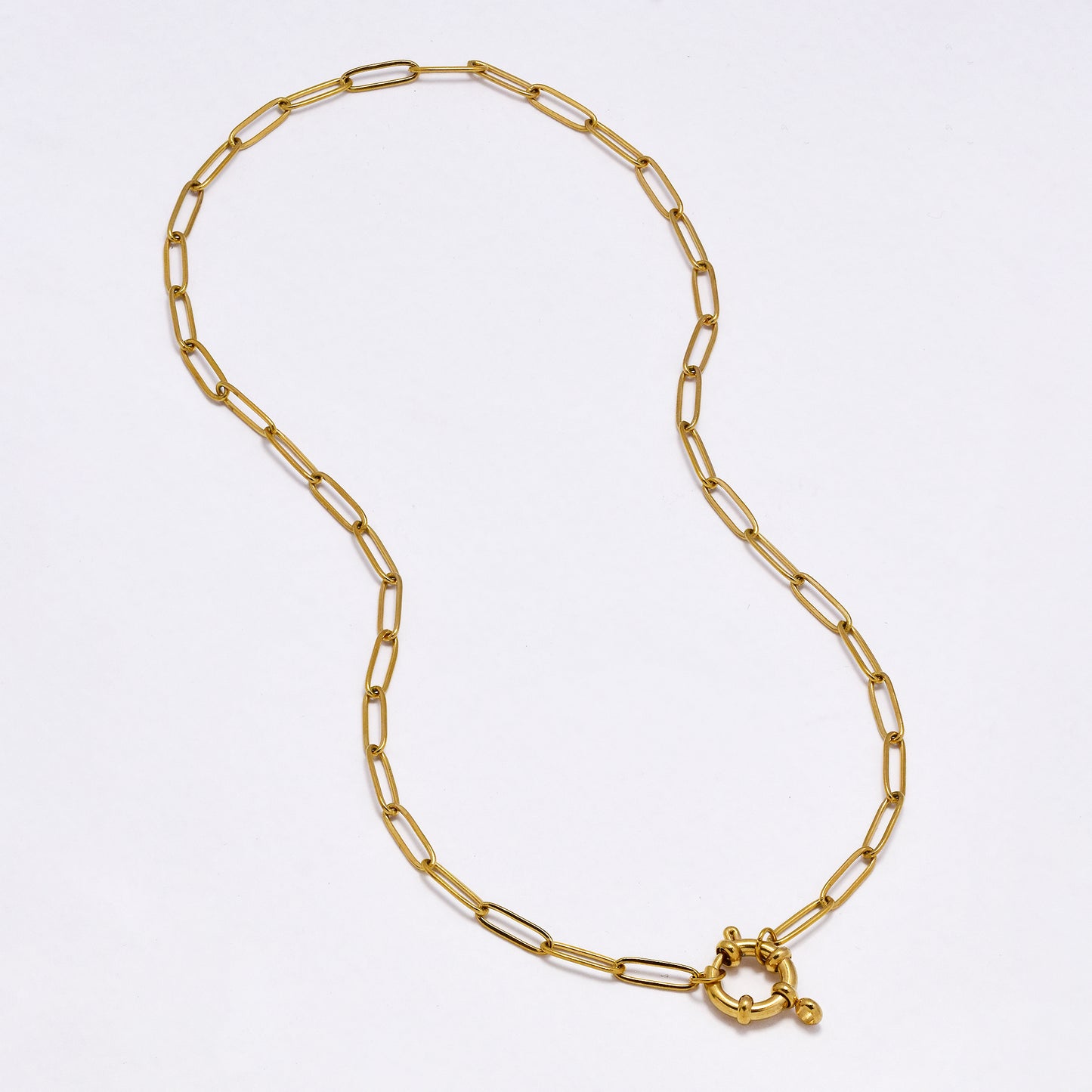 SSYN7015 - Steel 41cm x 3.5mm paperclip link necklace with signoretti clasp