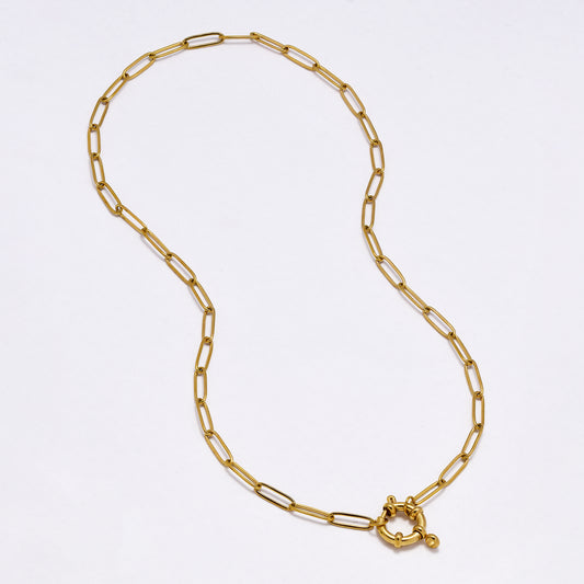 SSYN7015 - Steel 41cm x 3.5mm paperclip link necklace with signoretti clasp