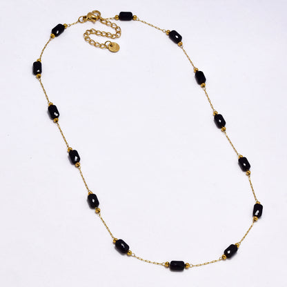 SSYN7016 - Steel 42cm + 5cm x 4.5mm faceted bead & ball necklace