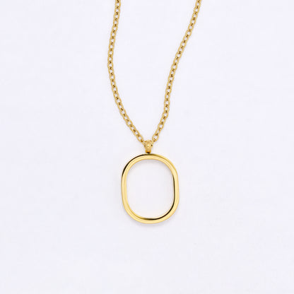 SSYN7106- Steel 42cm + 5cm oval pendant necklace