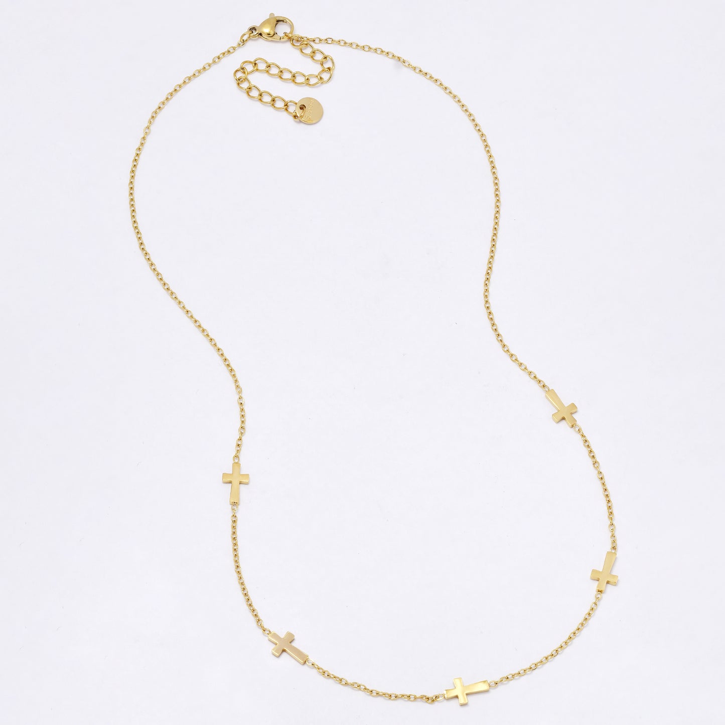 SSYN7108 - Steel 41cm + 5cm multi cross necklace