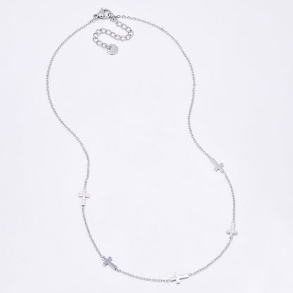 SSYN7108 - Steel 41cm + 5cm multi cross necklace