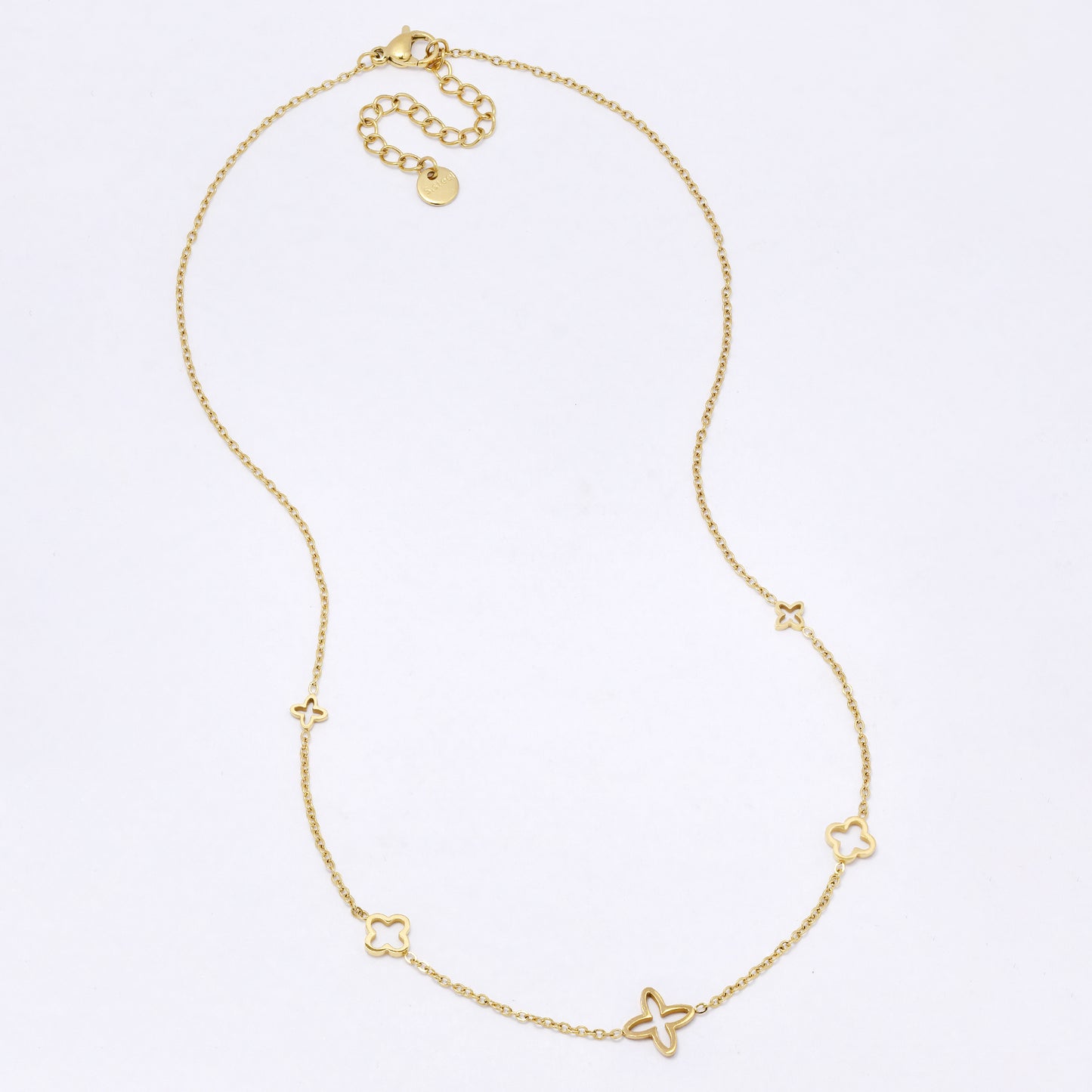 SSYN7111 - Steel 40cm + 5cm cutout flower necklace
