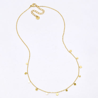 SSYN7114 - Steel 40cm + 5cm four-leaf clover mid section necklace