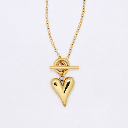 SSYN7115 - Steel 39cm heart necklace with toggle clasp