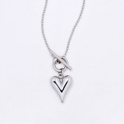 SSYN7115 - Steel 39cm heart necklace with toggle clasp