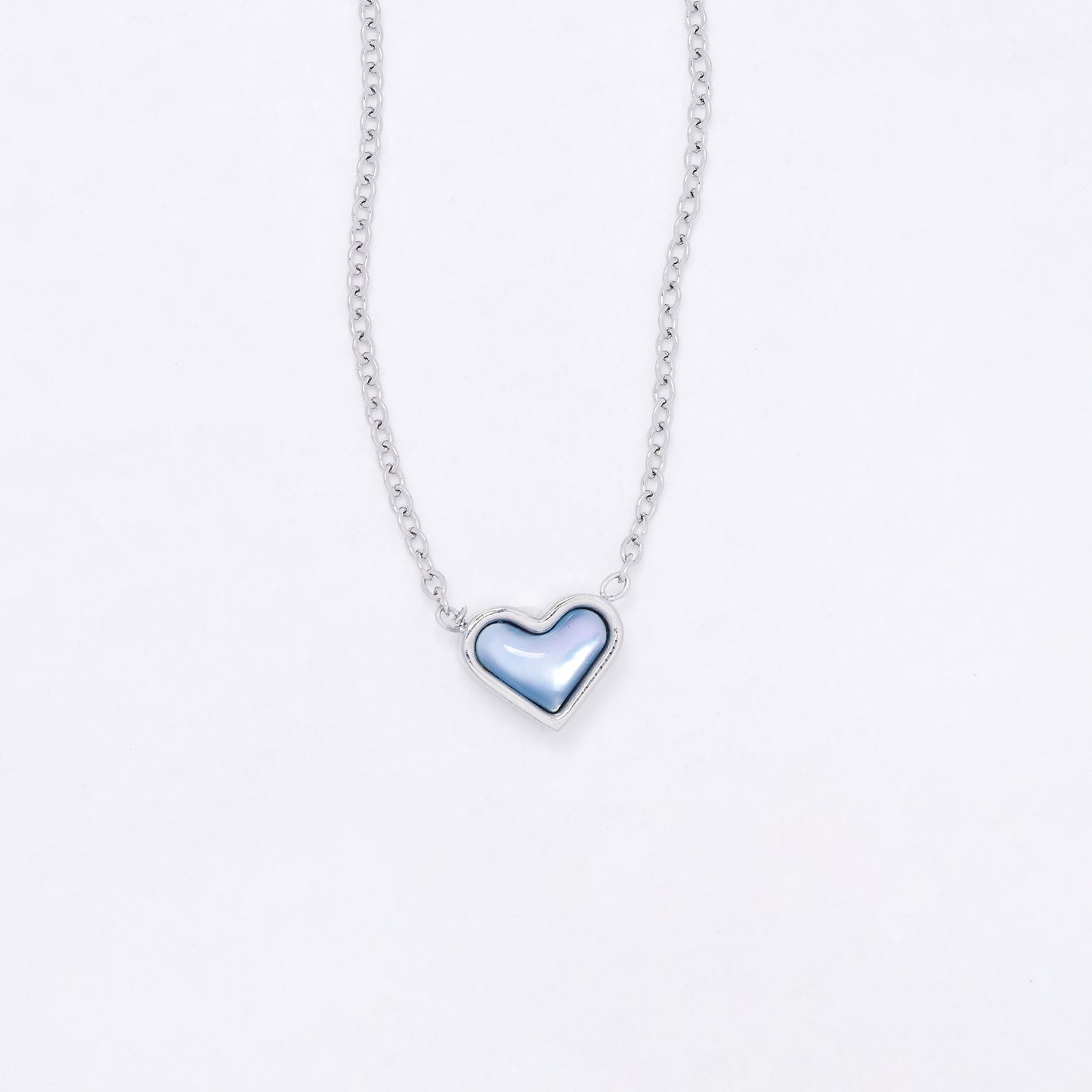 SSYN7116 - Steel 42cm + 5cm resin heart necklace
