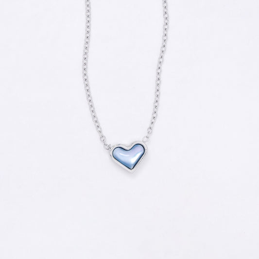 SSYN7116 - Steel 42cm + 5cm resin heart necklace