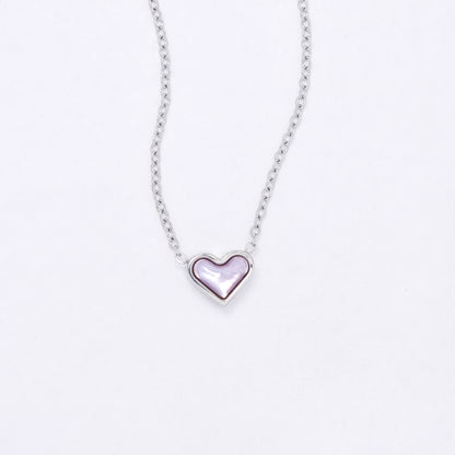 SSYN7116 - Steel 42cm + 5cm resin heart necklace