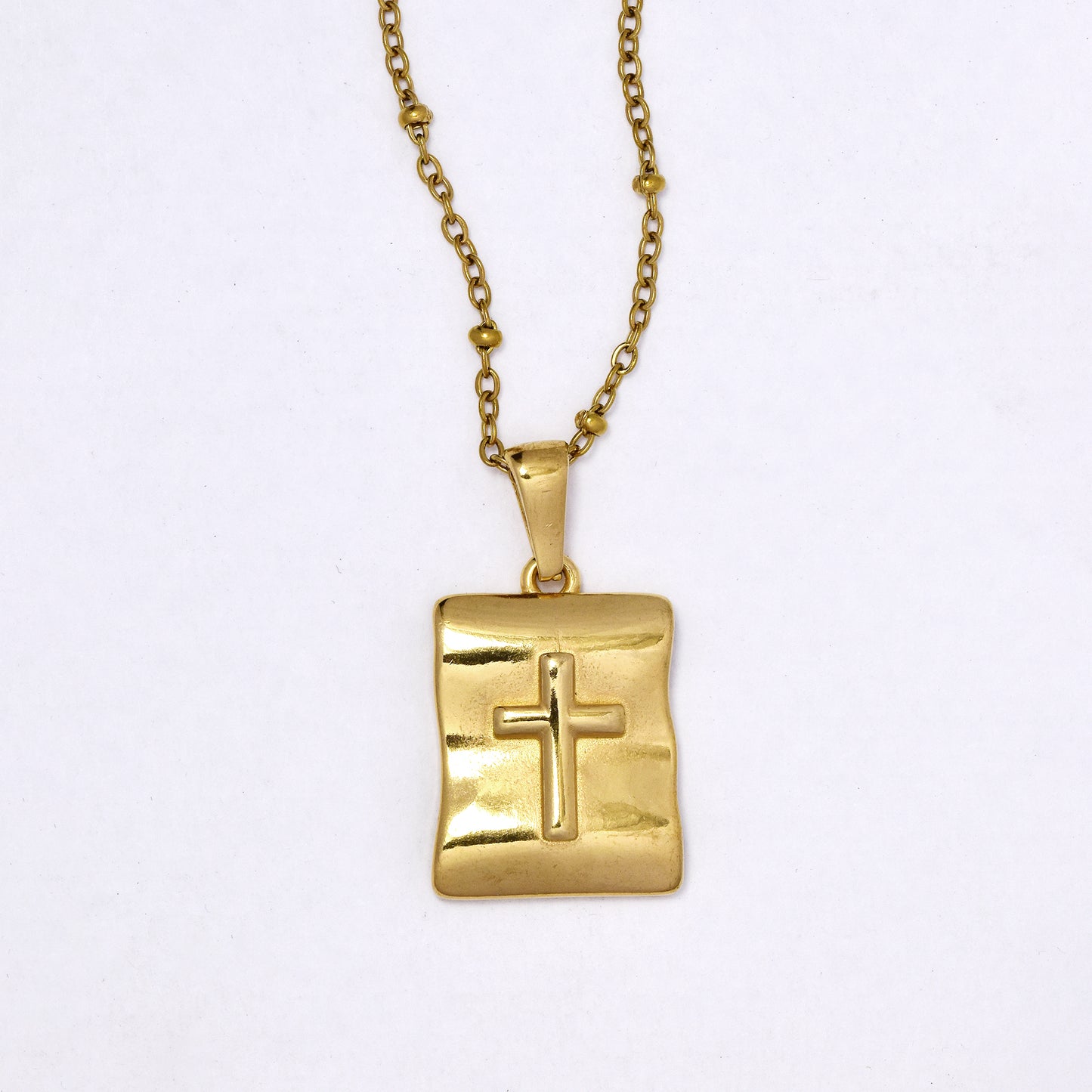 SSYN7121 - Steel 40cm + 5cm cross tablet necklace