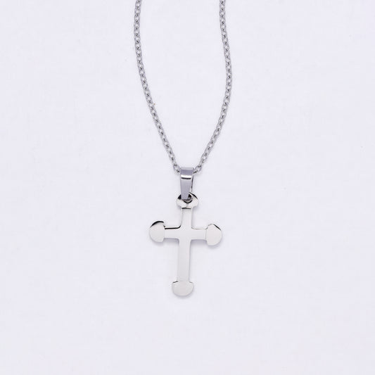 SSYN7134 - Steel 45cm + 5cm rounded cross necklace